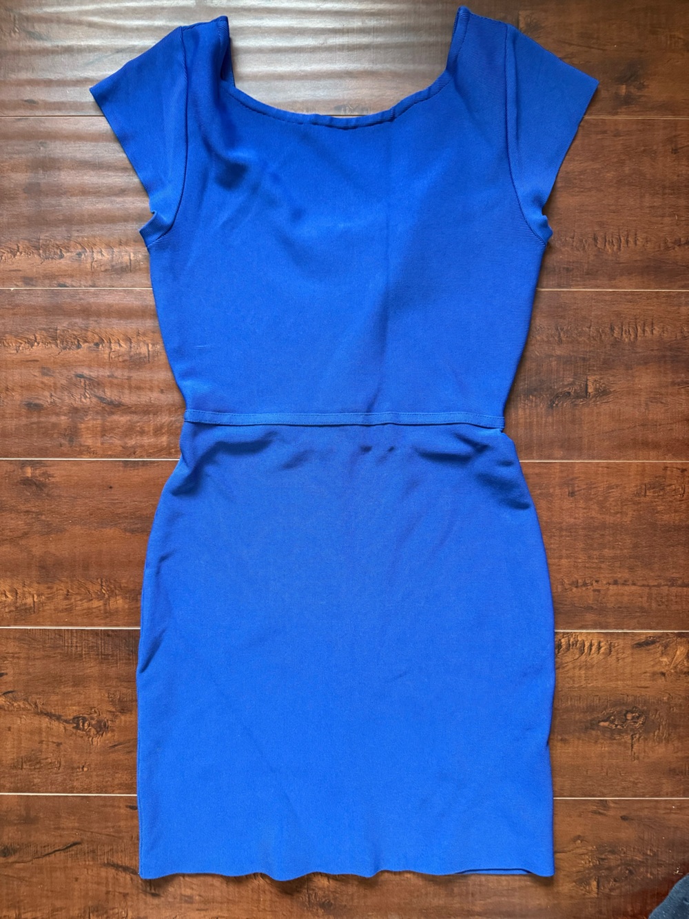 BCBGMaxAzria Cobalt Blue Cap-Sleeve Sheath Mini Dress